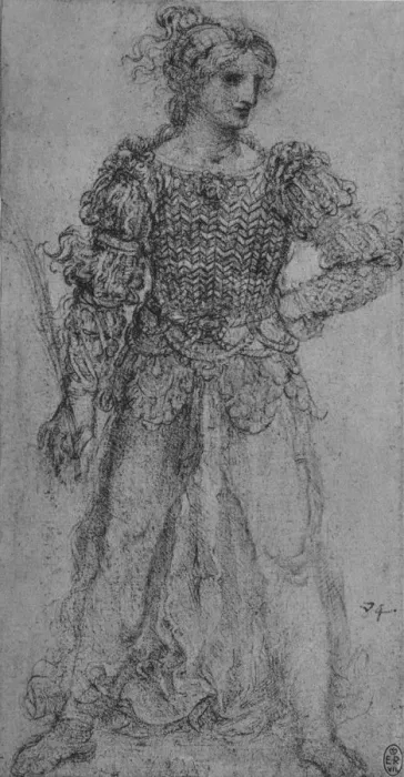 Framed Print : A Woman Wearing a Bodice of Interlaced Ribbons, c1480 (1945). Artist: Leonardo da Vinci Framed Print : A Woman Wearing a Bodice of Interlaced Ribbons, c1480 (1945). Artist: Leonardo da Vinci