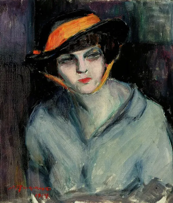 Framed Print : Woman Wearing a Hat, 1914. Creator: Jalmari Ruokokoski Framed Print : Woman Wearing a Hat, 1914. Creator: Jalmari Ruokokoski