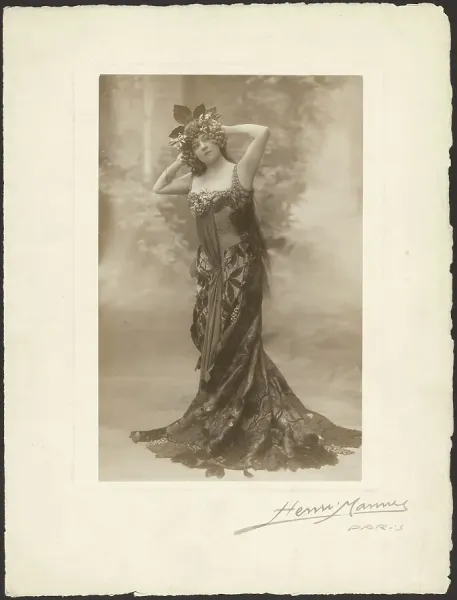 Woman in Floral Headdress Print, c. 1890. Art Prints, Posters & Puzzles  from Heritage Images