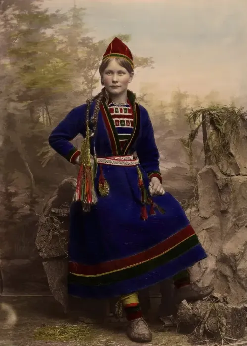 Framed Print : Woman wearing Sami costume - Inga Åren, Frostviken, Lapland, 1870-1898. Creator: Helene Edlund Framed Print : Woman wearing Sami costume - Inga Åren, Frostviken, Lapland, 1870-1898. Creator: Helene Edlund