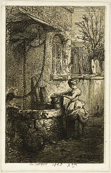 Woman at a Well, 1842. Creator: Charles Emile Jacque