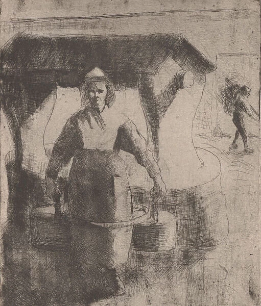 Woman at a Well, 1891. Creator: Camille Pissarro