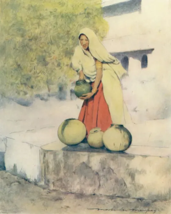 Framed Print : A Woman at the Well, Jeypore, 1905. Artist: Mortimer Luddington Menpes Framed Print : A Woman at the Well, Jeypore, 1905. Artist: Mortimer Luddington Menpes