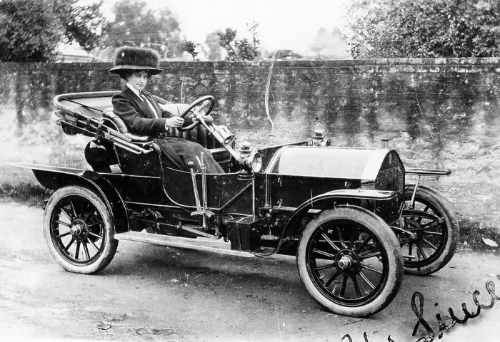 Framed Print : A woman at the wheel of an 8hp Humber, 1909 Framed Print : A woman at the wheel of an 8hp Humber, 1909