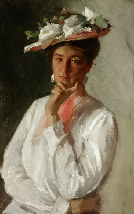 Framed Print : Woman in White, 1902. Creator: William Merritt Chase Framed Print : Woman in White, 1902. Creator: William Merritt Chase