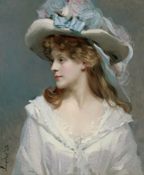 Framed Print : Woman In White, c1880. Creator: Raimundo de Madrazo y Garreta Framed Print : Woman In White, c1880. Creator: Raimundo de Madrazo y Garreta