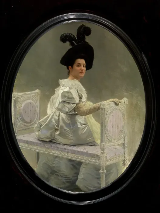 Framed Print : Woman in White, c1880s. Creator: Jan Van Beers Framed Print : Woman in White, c1880s. Creator: Jan Van Beers