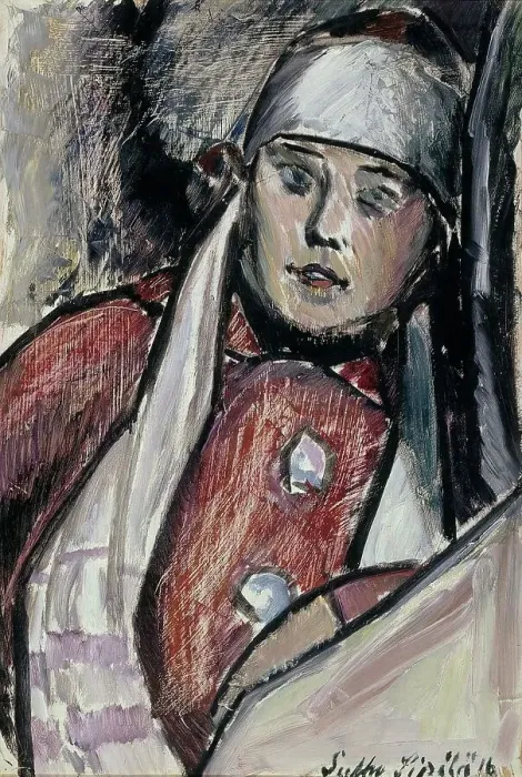 Framed Print : Woman in a White Scarf, 1916. Creator: Sulho Sipila Framed Print : Woman in a White Scarf, 1916. Creator: Sulho Sipila