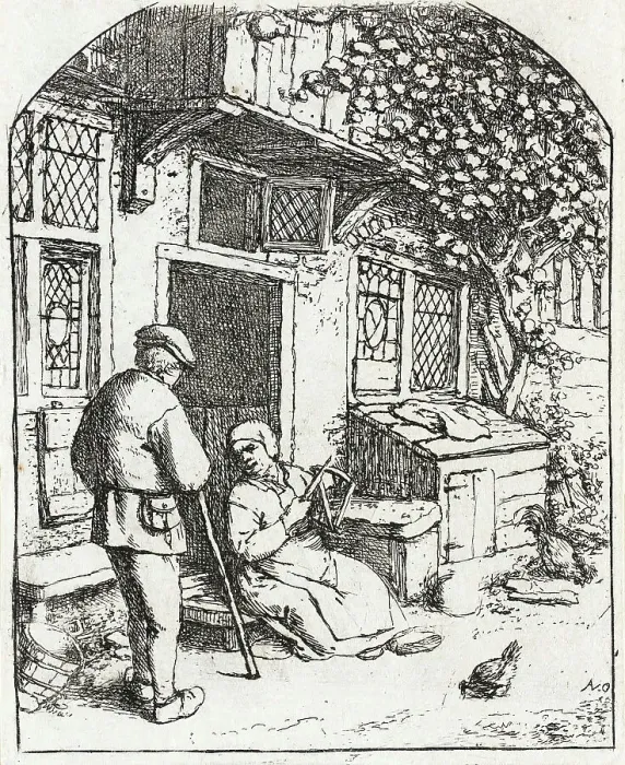 Framed Print : The Woman Winding Upon a Reel, c1684. Creator: Adriaen van Ostade Framed Print : The Woman Winding Upon a Reel, c1684. Creator: Adriaen van Ostade
