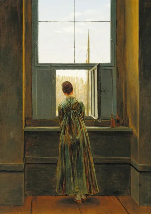 Framed Print : Woman at a Window, 1822. Artist: Friedrich, Caspar David (1774-1840) Framed Print : Woman at a Window, 1822. Artist: Friedrich, Caspar David (1774-1840)
