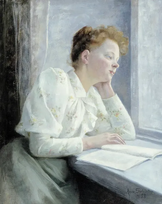 Framed Print : Woman at the window, 1893. Creator: Anna Sahlstén
