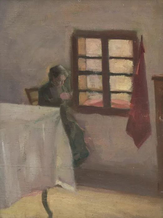Framed Print : Woman by a Window, around 1905. Creator: Eduard Putra Framed Print : Woman by a Window, around 1905. Creator: Eduard Putra