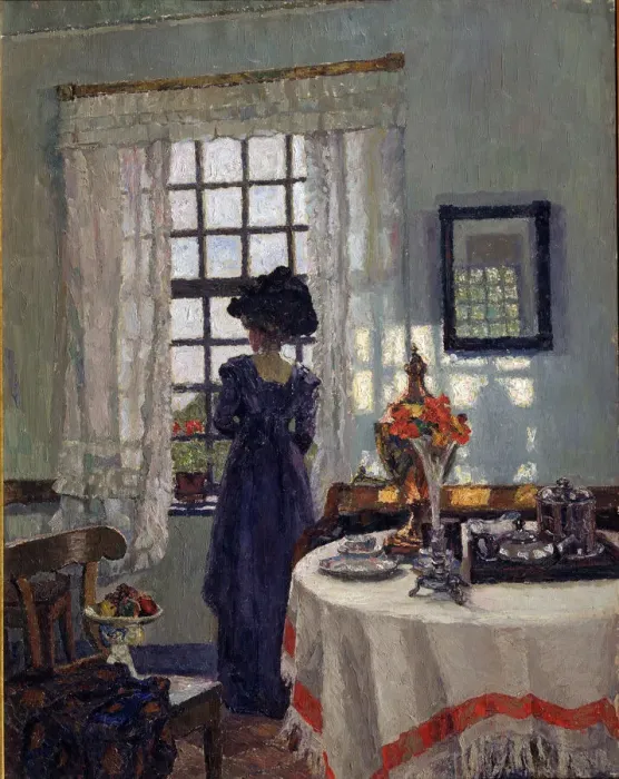 Framed Print : Woman at the Window. Artist: Brandis, August, von (1862-1947) Framed Print : Woman at the Window. Artist: Brandis, August, von (1862-1947)