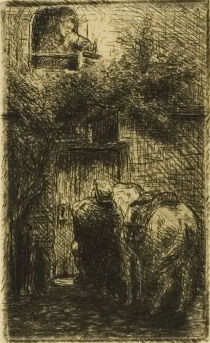 Framed Print : Woman at Window of Inn, n. d. Creator: Charles Emile Jacque