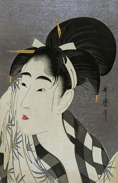 Woman wiping sweat, 1798. Artist: Utamaro, Kitagawa (1753-1806)
