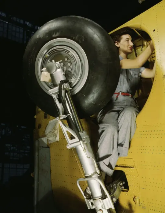 Framed Print : This woman worker at the Vultee-Nashville is shown making... Nashville, Tenn. 1943. Creator: Alfred T Palmer Framed Print : This woman worker at the Vultee-Nashville is shown making... Nashville, Tenn. 1943. Creator: Alfred T Palmer