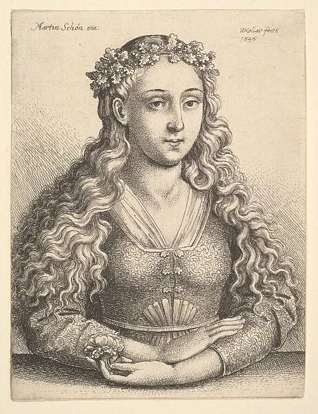 Woman with a Wreath of Oak Leaves, 1646. Creator: Wenceslaus Hollar