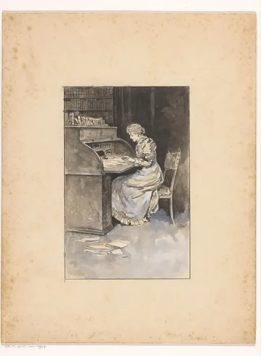 Framed Print : Woman writing, 1870-1937. Creator: Willem Wenckebach Framed Print : Woman writing, 1870-1937. Creator: Willem Wenckebach
