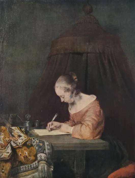 Framed Print : Woman Writing a Letter, c1655, (1938). Artist: Gerard Terborch II Framed Print : Woman Writing a Letter, c1655, (1938). Artist: Gerard Terborch II