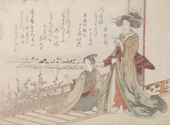 Framed Print : Woman and Youth on a Verandah, 1806. Creator: Unknown Framed Print : Woman and Youth on a Verandah, 1806. Creator: Unknown