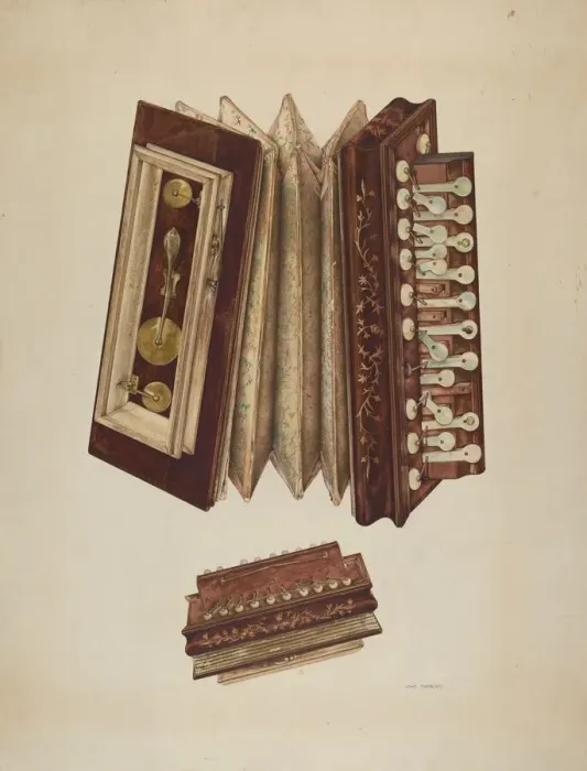 Framed Print : Womans Accordian, 1938. Creator: John Thorsen Framed Print : Womans Accordian, 1938. Creator: John Thorsen