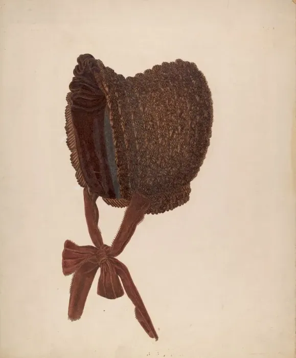 Framed Print : Womans Bonnet, 1935 / 1942. Creator: Marie Famularo Framed Print : Womans Bonnet, 1935 / 1942. Creator: Marie Famularo