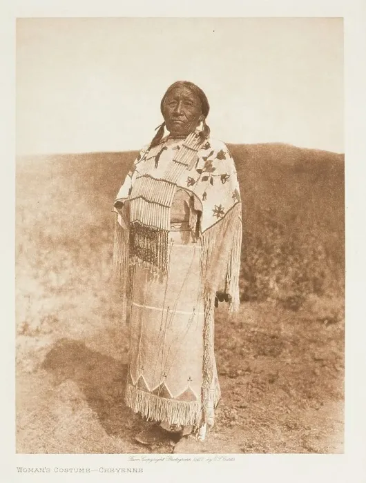 Framed Print : Woman's Costume-Cheyenne, 1927. Creator: Edward Sheriff Curtis