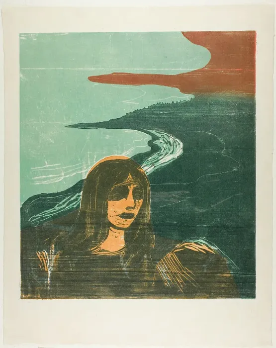 Framed Print : Woman's Head against the Shore, 1899. Creator: Edvard Munch Framed Print : Woman's Head against the Shore, 1899. Creator: Edvard Munch