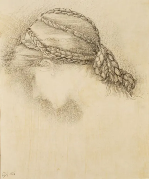 Framed Print : Womans head, detail from a sketchbook, 1886. Creator: Sir Edward Burne-Jones (1833-98) Framed Print : Womans head, detail from a sketchbook, 1886. Creator: Sir Edward Burne-Jones (1833-98)