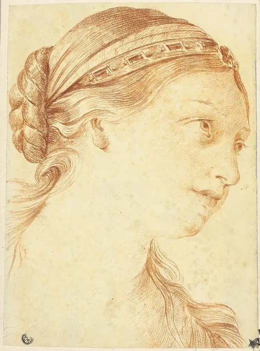 Framed Print : Woman's Head in Three-Quarter Profile to Right, n.d. Creator: Louis Marin Bonnet Framed Print : Woman's Head in Three-Quarter Profile to Right, n.d. Creator: Louis Marin Bonnet