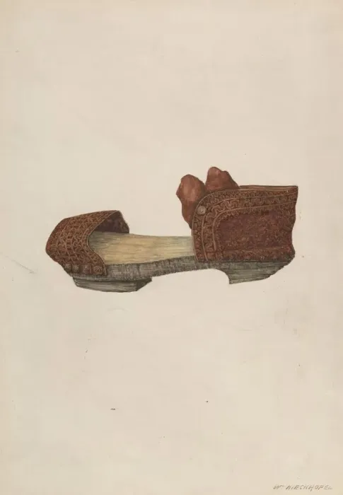 Framed Print : Womans Sandal, c. 1939. Creator: William Kieckhofel Framed Print : Womans Sandal, c. 1939. Creator: William Kieckhofel