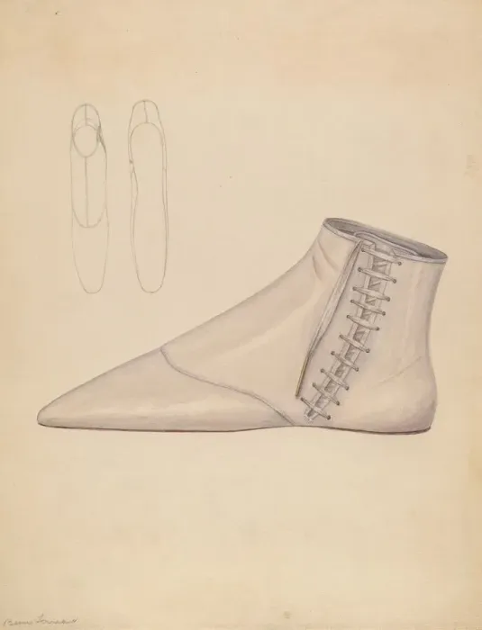 Framed Print : Womans Shoe, c. 1937. Creator: Bessie Forman Framed Print : Womans Shoe, c. 1937. Creator: Bessie Forman