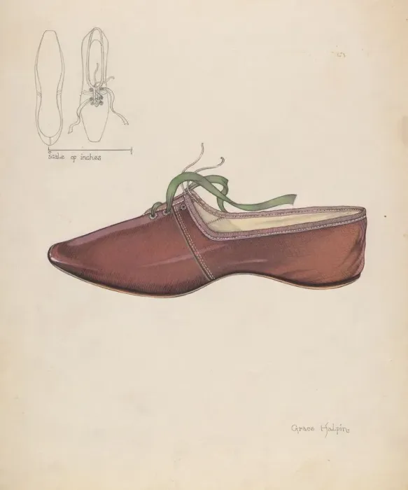 Framed Print : Womans Slipper, c. 1937. Creator: Grace Halpin Framed Print : Womans Slipper, c. 1937. Creator: Grace Halpin