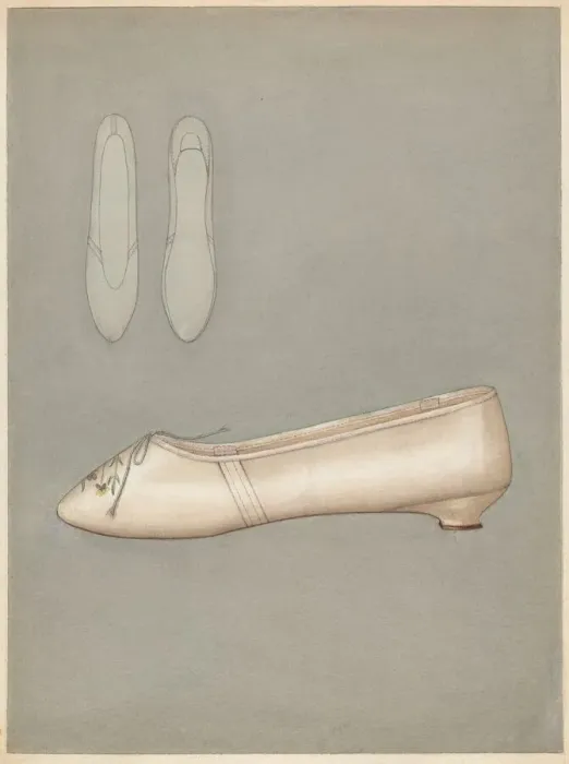 Framed Print : Womans Slipper, c. 1937. Creator: Marie Mitchell Framed Print : Womans Slipper, c. 1937. Creator: Marie Mitchell