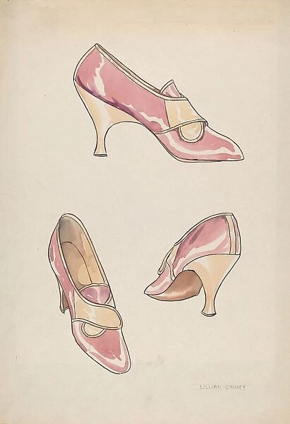 Woman's Slippers, c. 1936. Creator: Lillian Causey