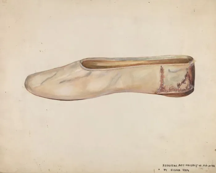 Framed Print : Womans Slippers, c. 1937. Creator: Edna C. Rex Framed Print : Womans Slippers, c. 1937. Creator: Edna C. Rex