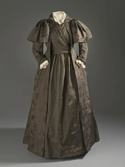 Framed Print : Woman's tea gown by Liberty & Co. of London, c.1887. Creator: Unknown. Woman's tea gown by Liberty & Co. of London, c.1887. Creator: Unknown Framed Print : Woman's tea gown by Liberty & Co. of London, c.1887. Creator: Unknown. Woman's tea gown by Liberty & Co. of London, c.1887. Creator: Unknown
