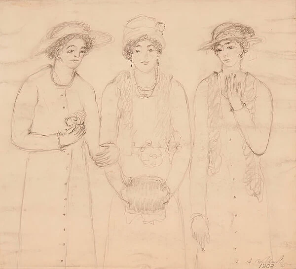 Three Women, 1908. Creator: Abraham Walkowitz