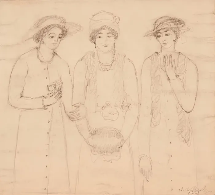 Framed Print : Three Women, 1908. Creator: Abraham Walkowitz Framed Print : Three Women, 1908. Creator: Abraham Walkowitz