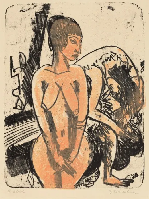 Framed Print : Two Women, 1914. Creator: Ernst Kirchner Framed Print : Two Women, 1914. Creator: Ernst Kirchner