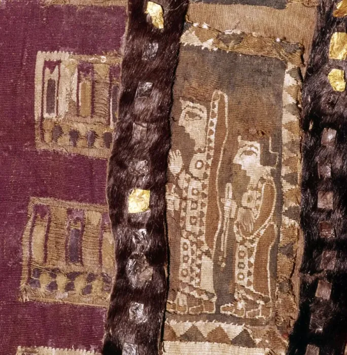 Framed Print : Women at altar, Iranian Fabric on saddle-cover from Scythian Tomb, Pazyryk, c5th century BC Framed Print : Women at altar, Iranian Fabric on saddle-cover from Scythian Tomb, Pazyryk, c5th century BC