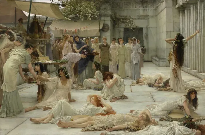 Framed Print : The Women Of Amphissa, 1887. Creator: Sir Lawrence Alma-Tadema Framed Print : The Women Of Amphissa, 1887. Creator: Sir Lawrence Alma-Tadema