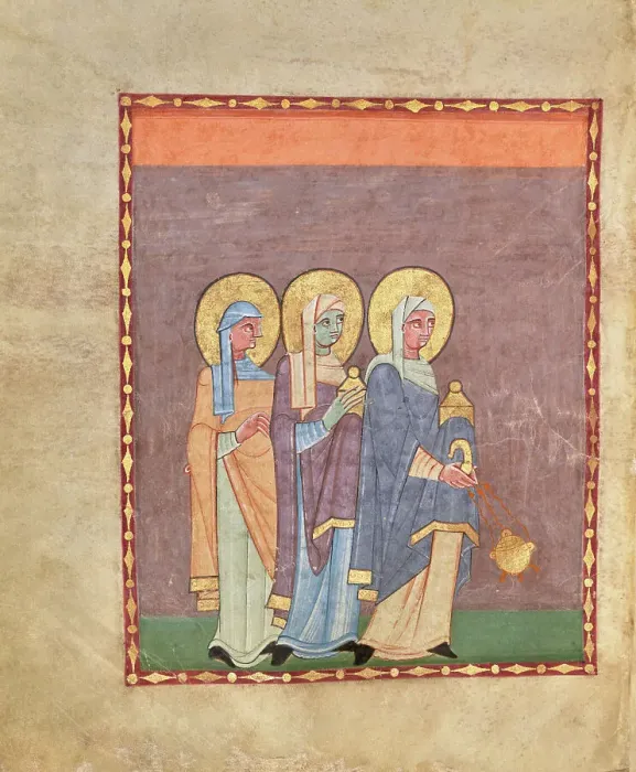 Framed Print : The Women Approach the Empty Tomb of Christ, shortly after 1053. Creator: Unknown Framed Print : The Women Approach the Empty Tomb of Christ, shortly after 1053. Creator: Unknown