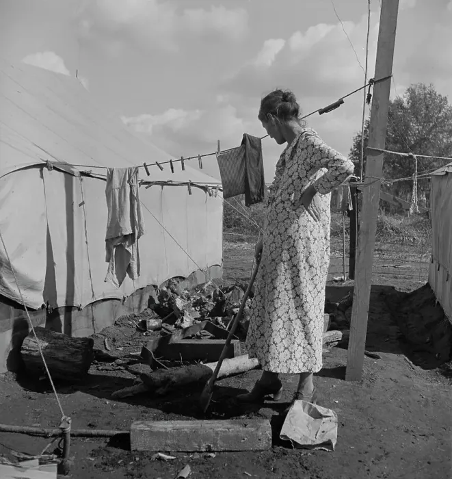 Framed Print : Women in auto camp for migrant citrus workers, Tulare County, California, 1938. Creator: Dorothea Lange Framed Print : Women in auto camp for migrant citrus workers, Tulare County, California, 1938. Creator: Dorothea Lange