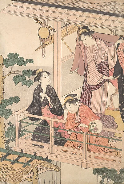 Three Women on a Balcony, ca. 1786. Creator: Torii Kiyonaga