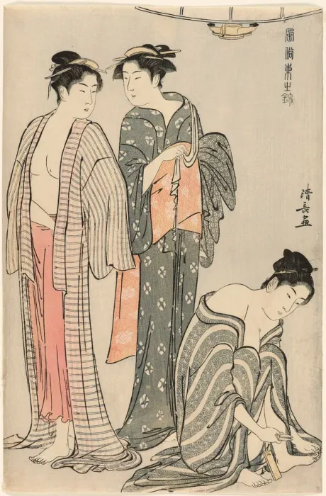 Framed Print : Three Women after a Bath, from the series A Brocade of Eastern Manners... c Framed Print : Three Women after a Bath, from the series A Brocade of Eastern Manners... c