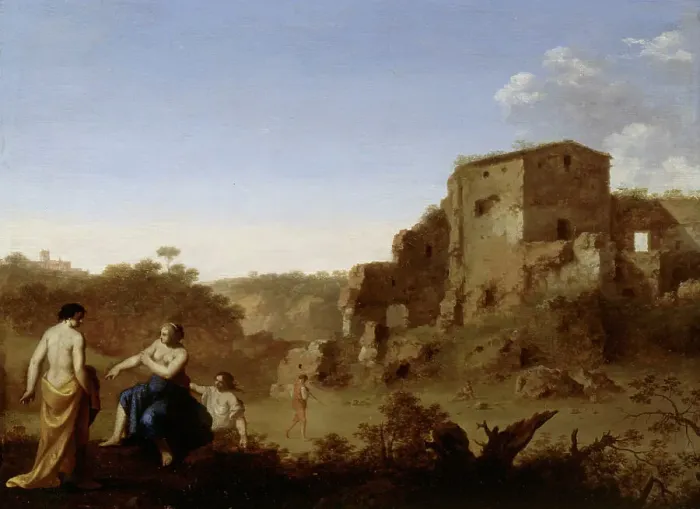 Framed Print : Women bathing, 1640-1667. Creator: Cornelis van Poelenburgh Framed Print : Women bathing, 1640-1667. Creator: Cornelis van Poelenburgh