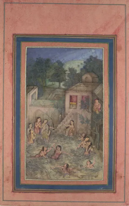 Framed Print : Women Bathing by Moonlight, Folio from the Davis Album, 18th century. Creator: Unknown Framed Print : Women Bathing by Moonlight, Folio from the Davis Album, 18th century. Creator: Unknown