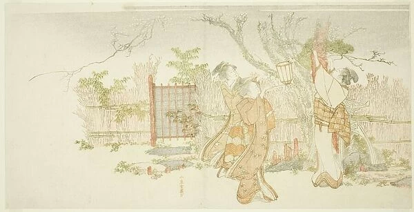 Three women beneath a plum tree at night, Japan, c. 1796. Creator: Hokusai