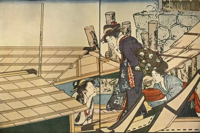 Framed Print : Women on a boat, 1801, (1924). Creator: Kitagawa Utamaro Framed Print : Women on a boat, 1801, (1924). Creator: Kitagawa Utamaro
